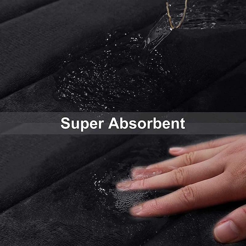 Buganda Memory Foam 3 Pieces Bathroom Rugs Set - Thick Soft Absorbent Non-Slip Bath Mats, Washable Small/Large/Contour Bath Rugs (24" x 16" + 30" x 20" + 24" x 20", Black) - Image 5